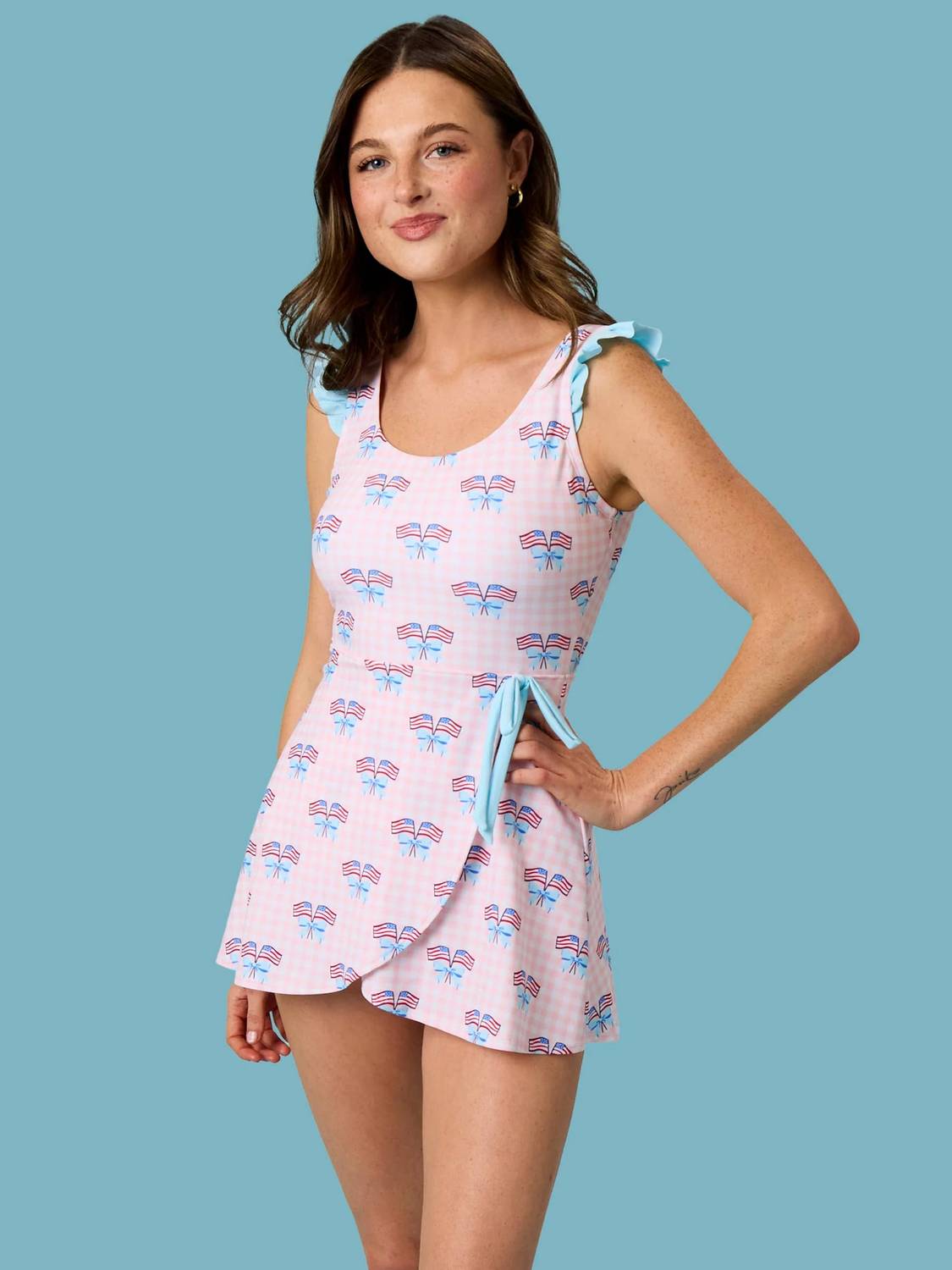 Rufflebutts - Women’s Patriotic Wrap Skirt Swimsuit