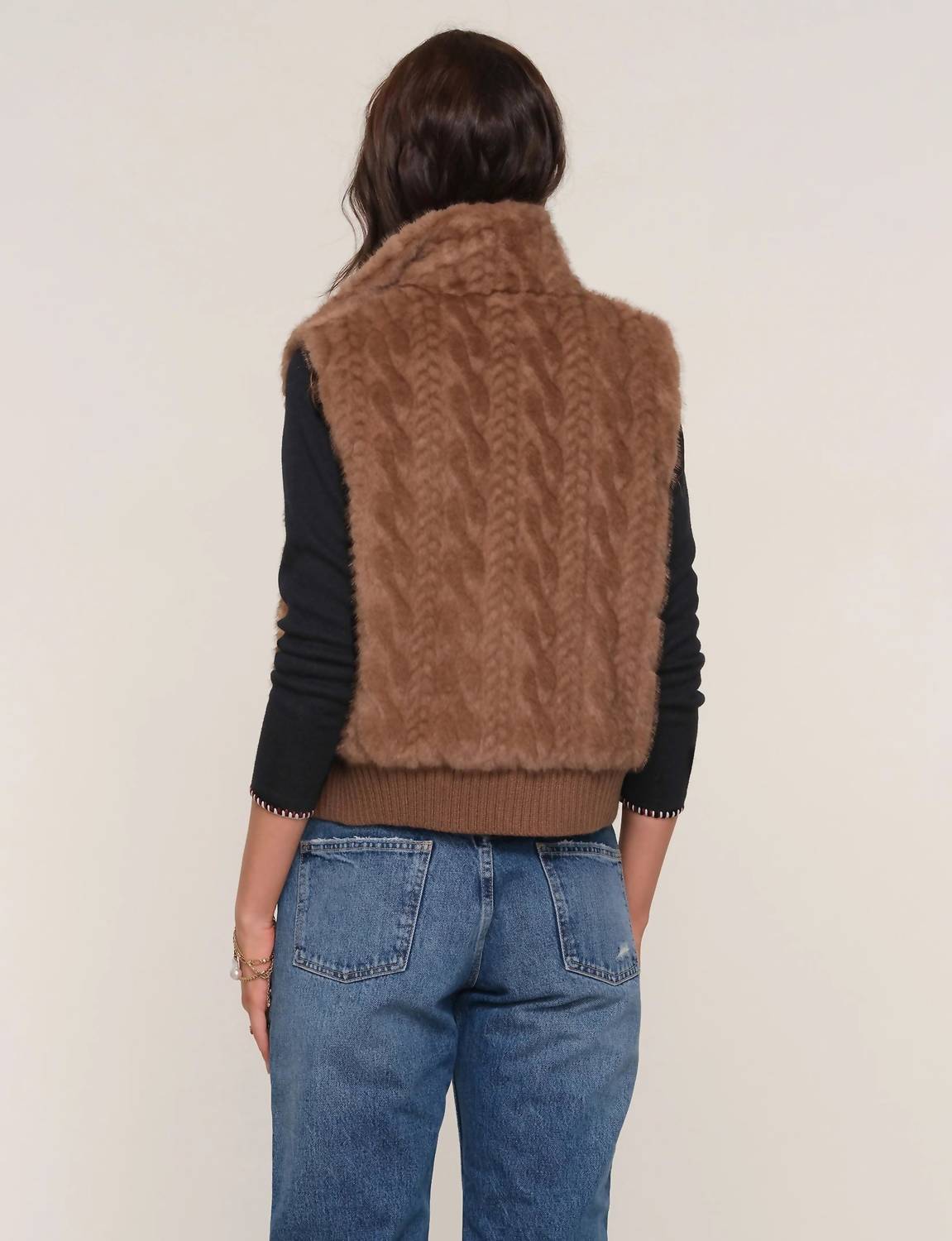 Heartloom - Liana Braided Faux Fur Zip Up Vest