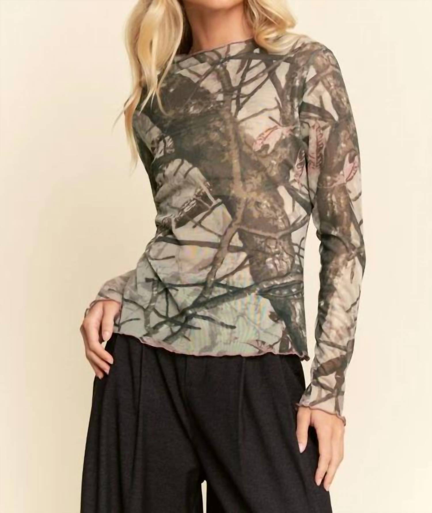 Davi & Dani - Tree Camo Mesh Top