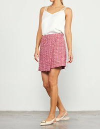 Skies Are Blue - Tweed Wrap Mini Skirt