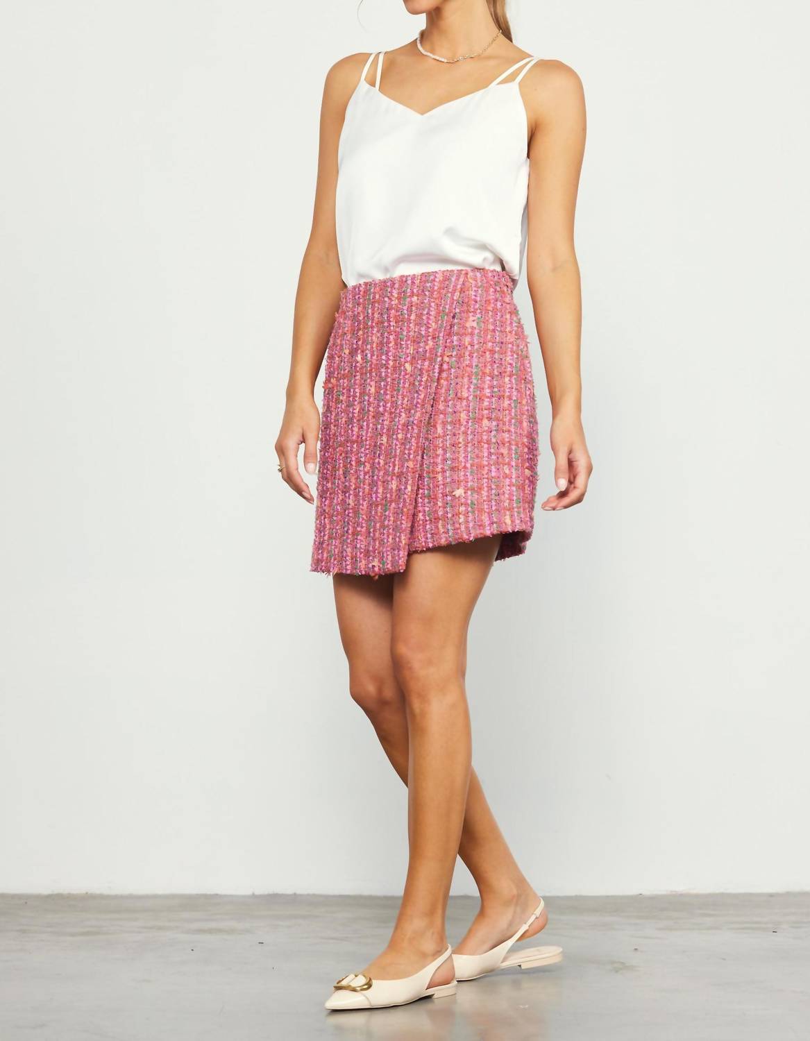 Skies Are Blue - Tweed Wrap Mini Skirt