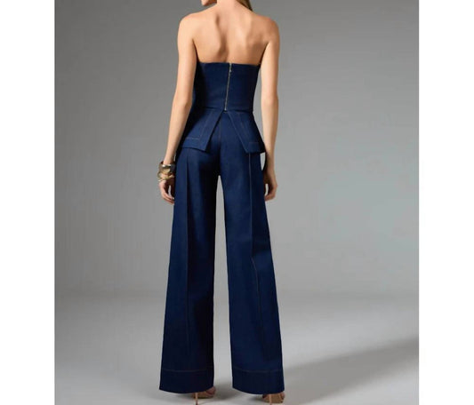 Strass - Denim Top And Pants Set