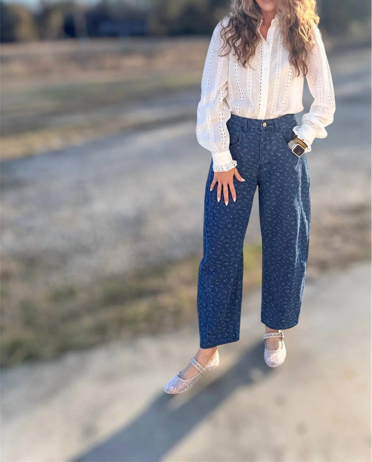 Easel - Dark Denim Barrel Jeans