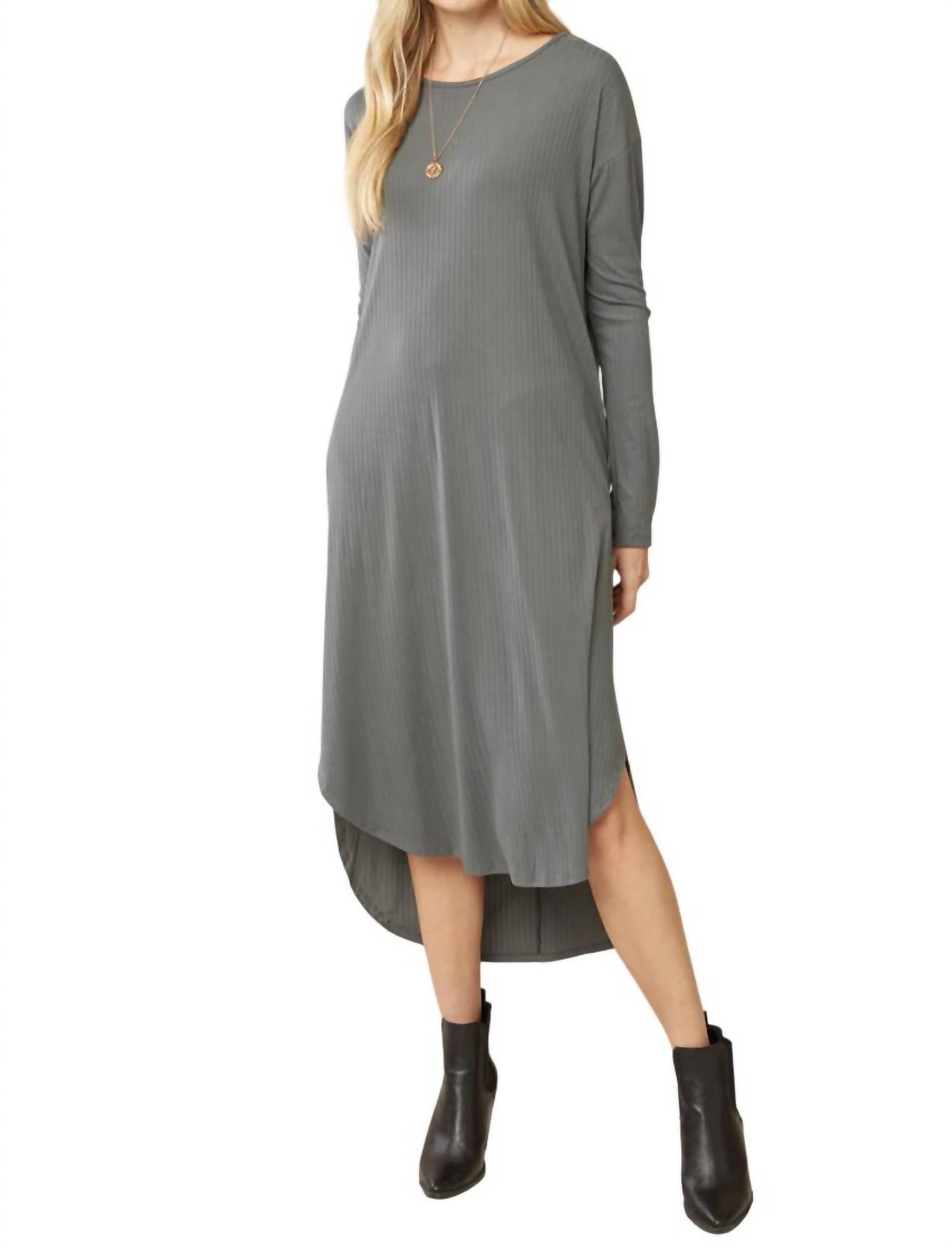 entro ribbed dress Entro Ribbed Long Sleeve Dress