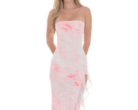 Lucy In The Sky - Tie Dye Mesh Ruffle Slit Maxi Dress