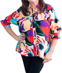 Boho Chic - Watercolor Button Up Top