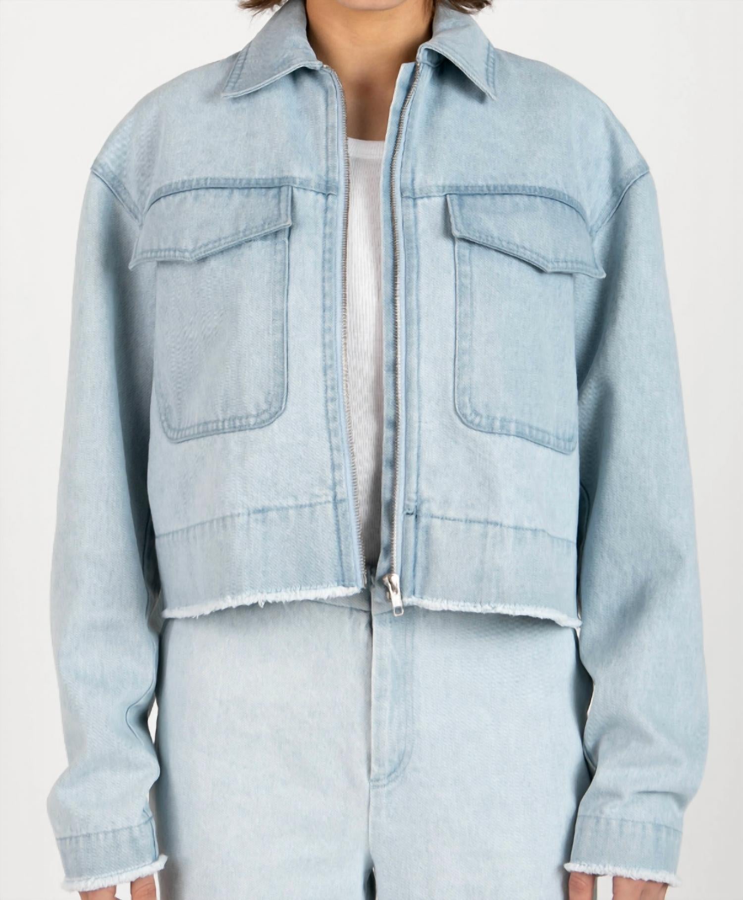 Atm - Women's Washed Denim Cropped Jacket