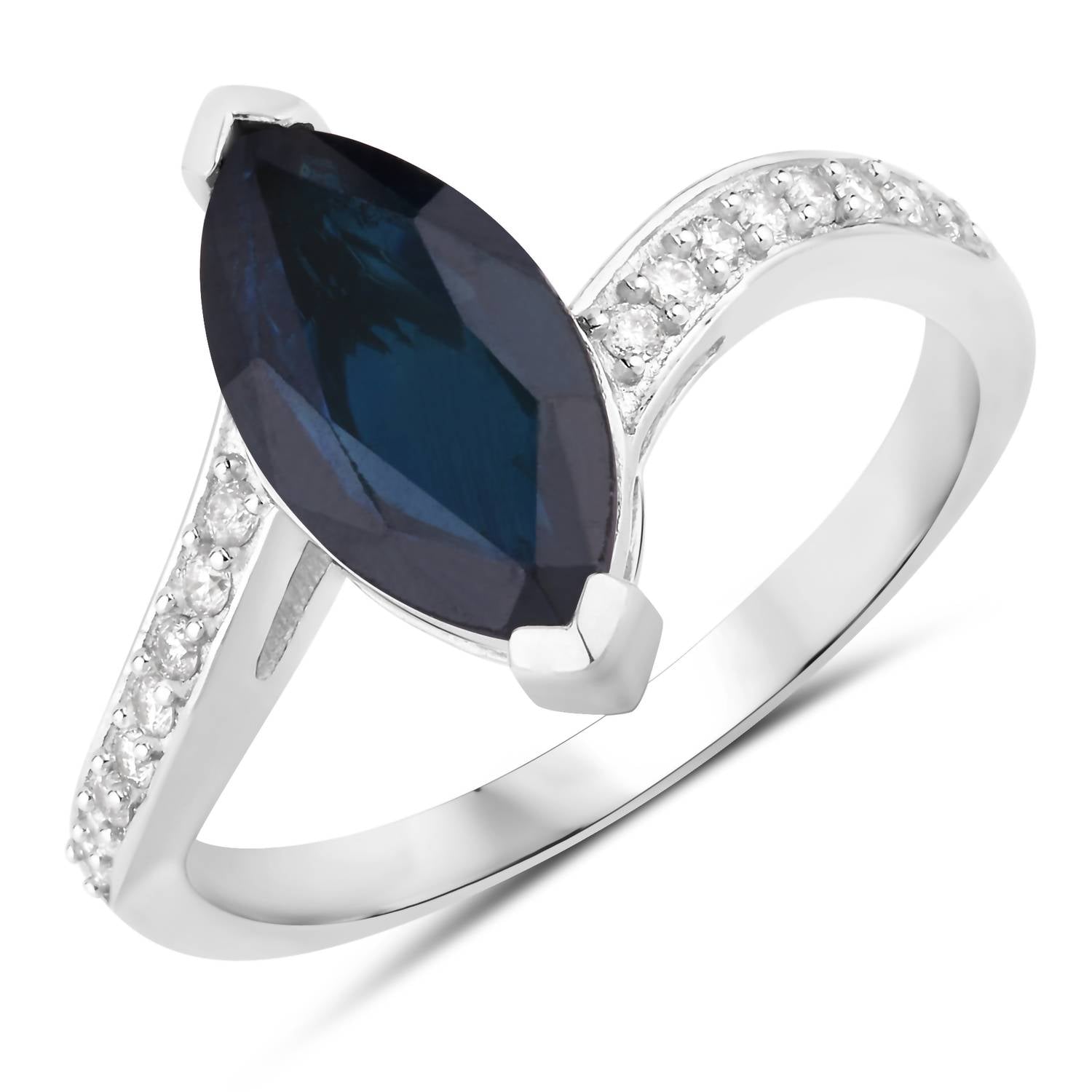 Diana M Jewels Women's Marquise Natural Blue Sapphire Fashion Ring (2.26 Ct) - Classic Plus in 14k white gold - women's jewelry