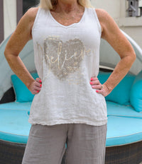 Sequin Heart "Believe" Tank Top