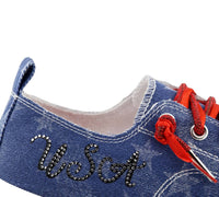 Very G - Women's Aman Usa Rhinestone And Satin Lace Up Sneaker
