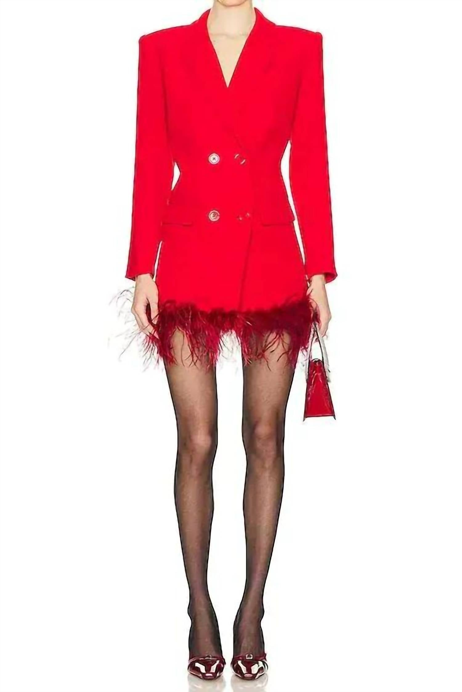 NBD Yvette Double-breasted Mini Blazer Dress in red - women's dress