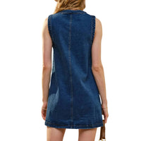 Blue B - Button Front Sleeveless Denim Dress