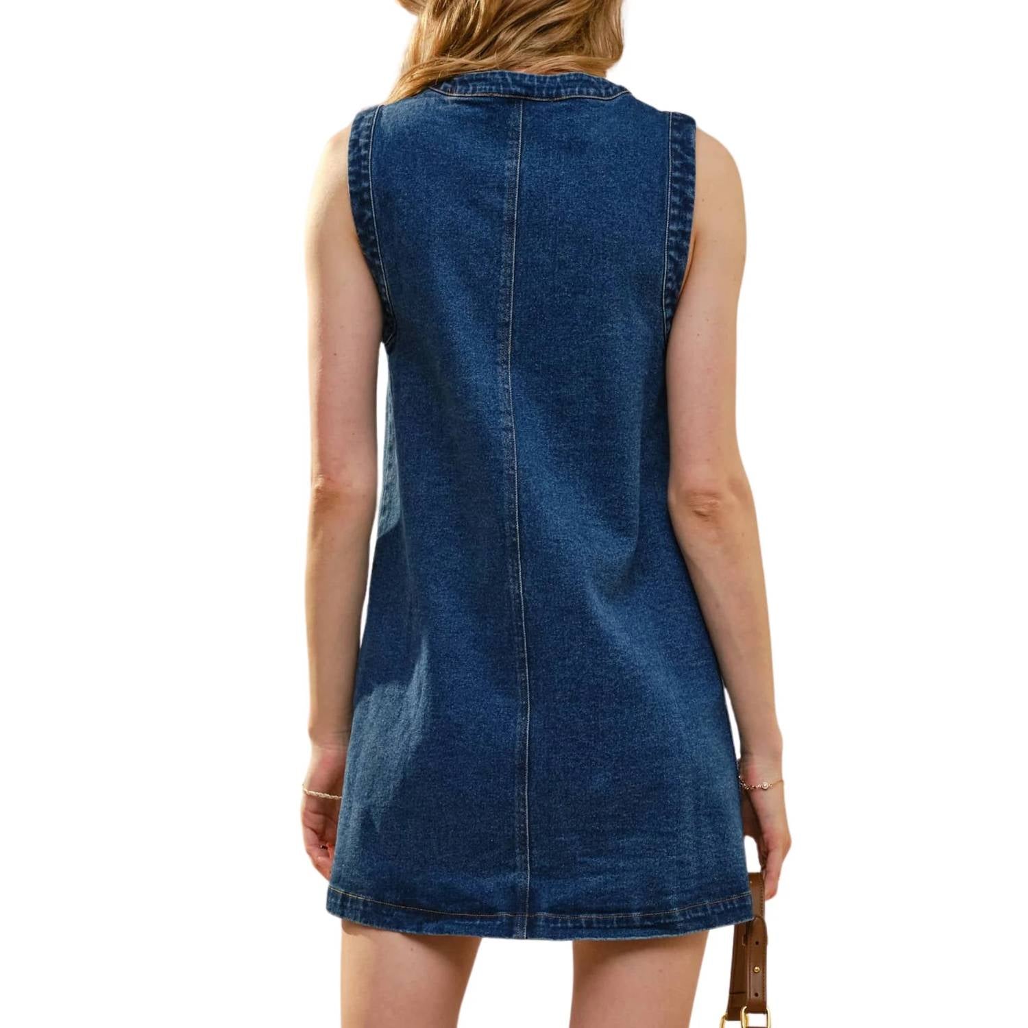 Blue B - Button Front Sleeveless Denim Dress