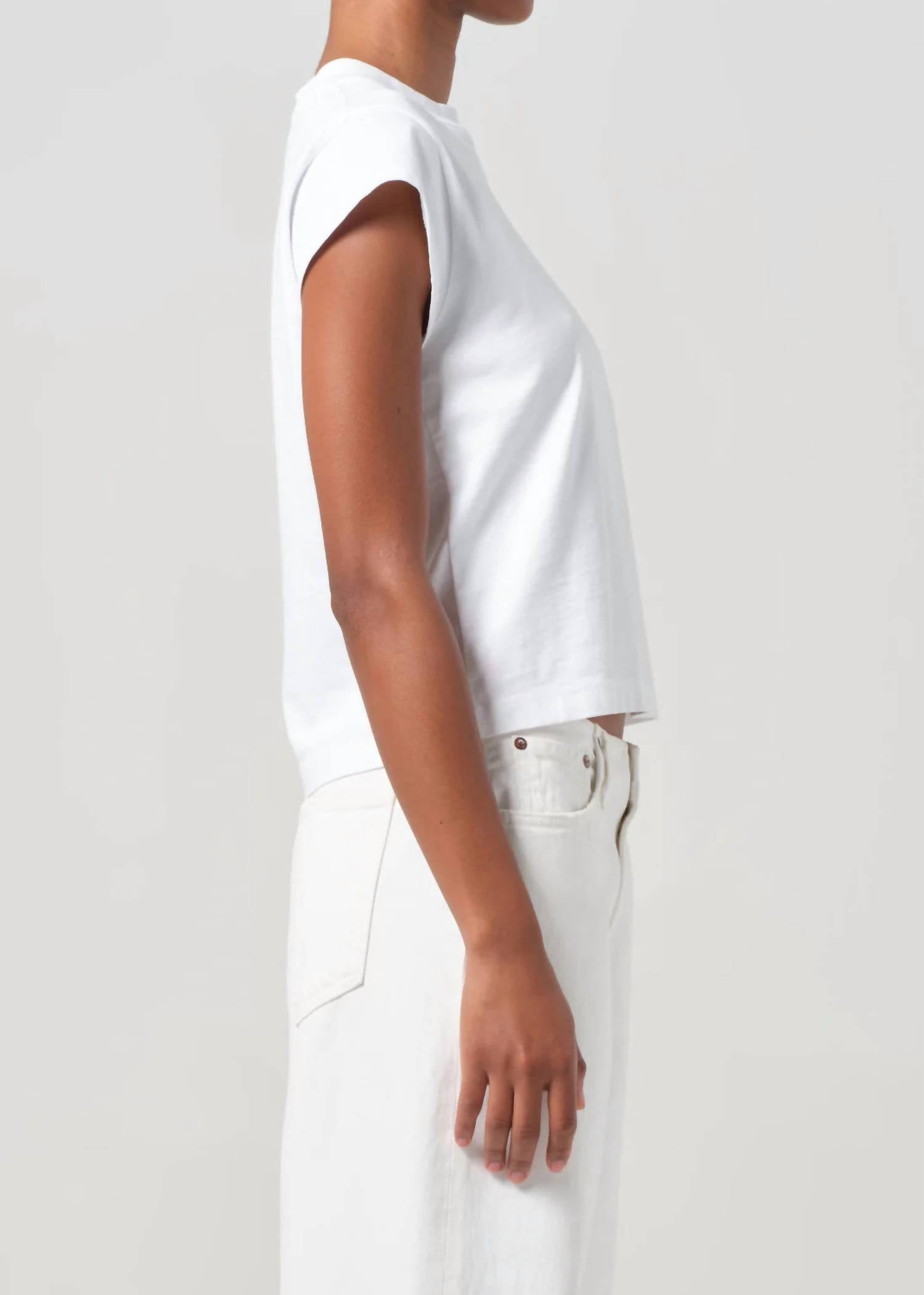 AGOLDE Bryce Cap Sleeve Tee in white - women's t-shirt - alternate view