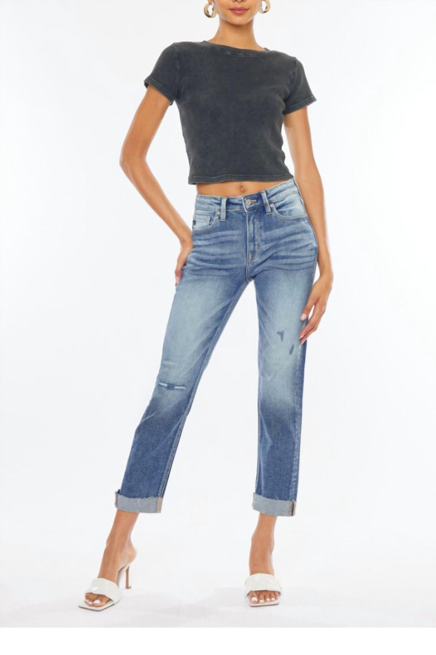 Kancan - Koen High Rise Straight Cuff Jeans