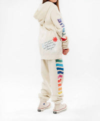 ROWDY SPROUT Girl's True Colors Sweatpants in bone - kids' joggers - detail view