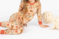 Emerson And Friends - Kids' Cats Meow Two-Piece Bamboo Short Sleeve Pajama Pants Set
