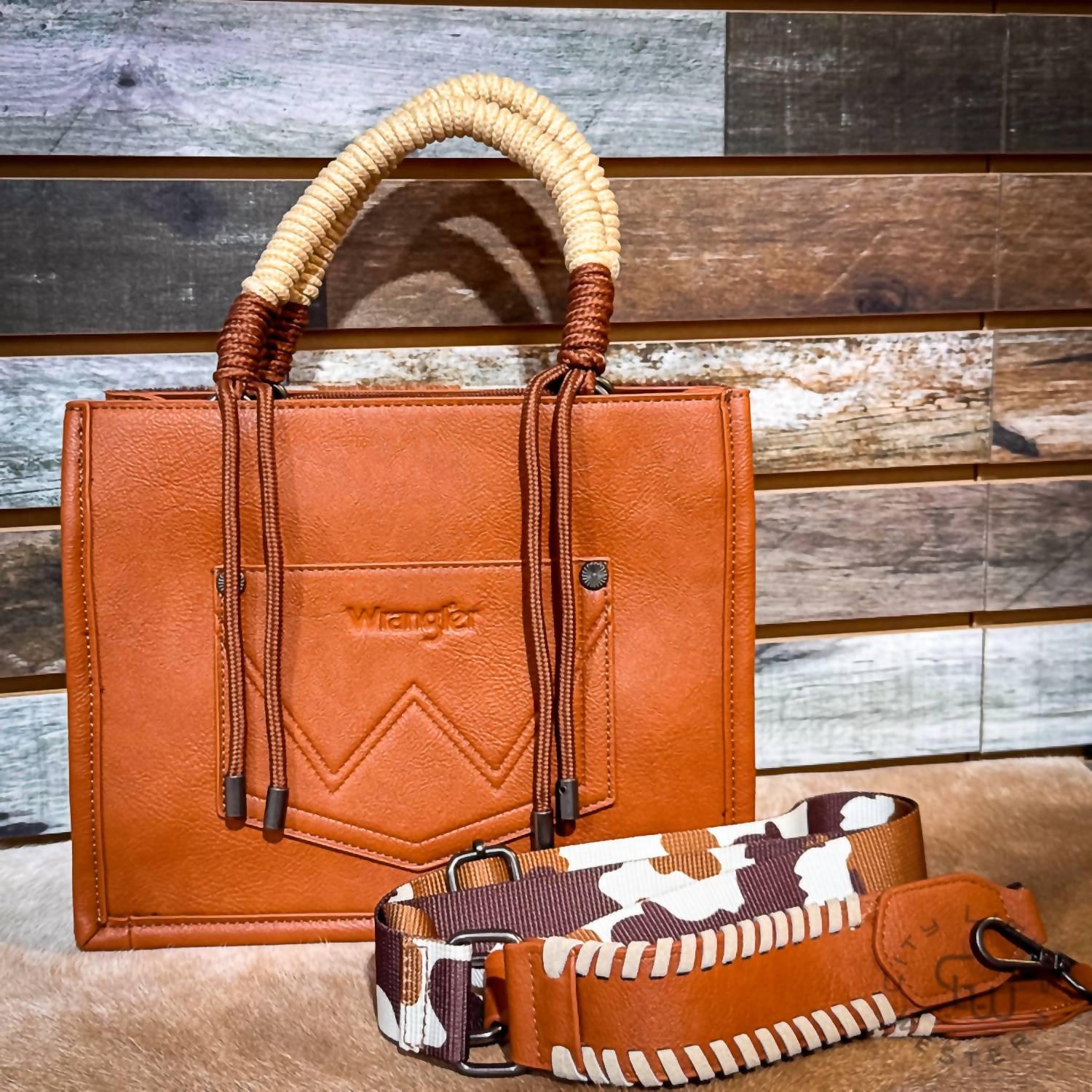 Wrangler - Women's Cow Print Tote Crossbody Bag