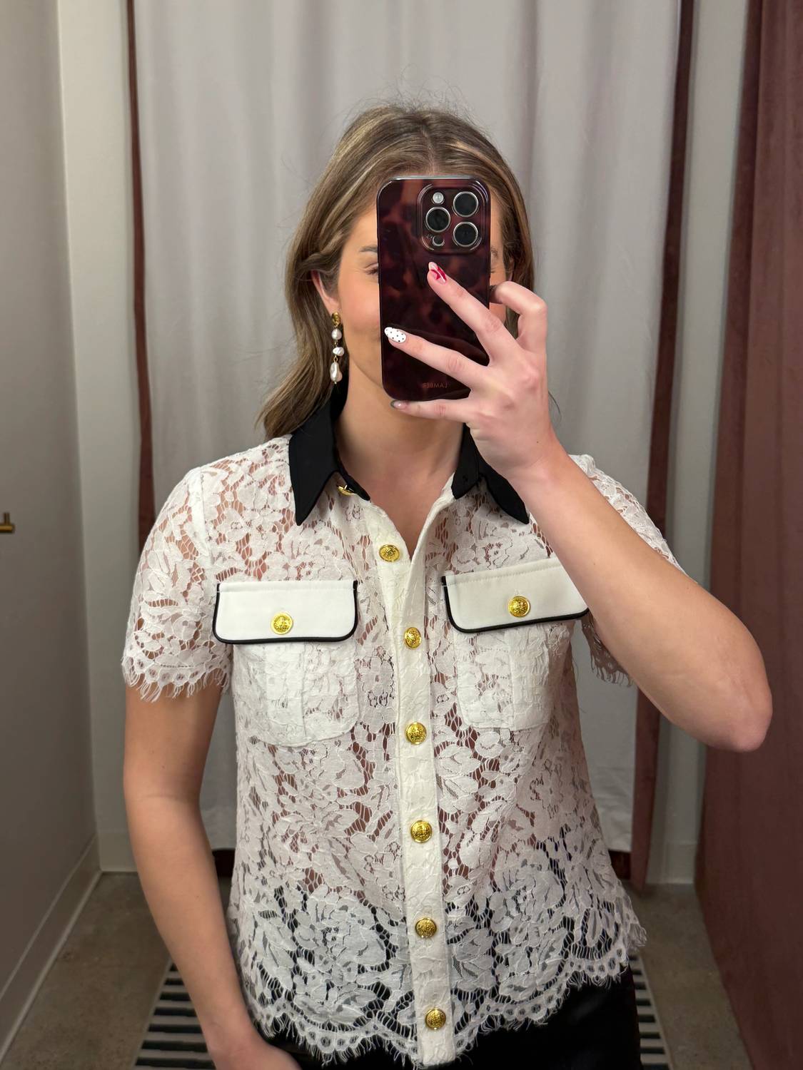 Self-Portrait - Floral Lace Collar Top