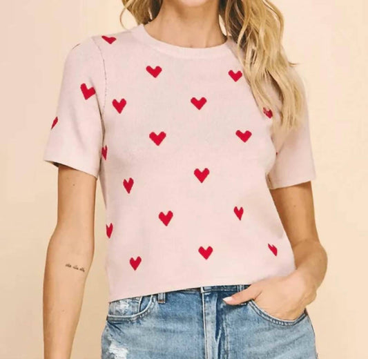 Pinch - HEART SHORT SLEEVE SWEATER TOP