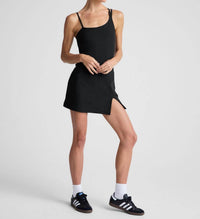 BEYOND YOGA Spacedye Fearless Mini Dress in darkest night - women's dress
