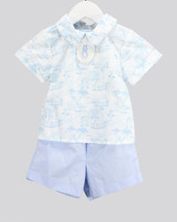 Charming Little One Boy's Peter Rabbit Toile Baby Set in blue - item - alternate view