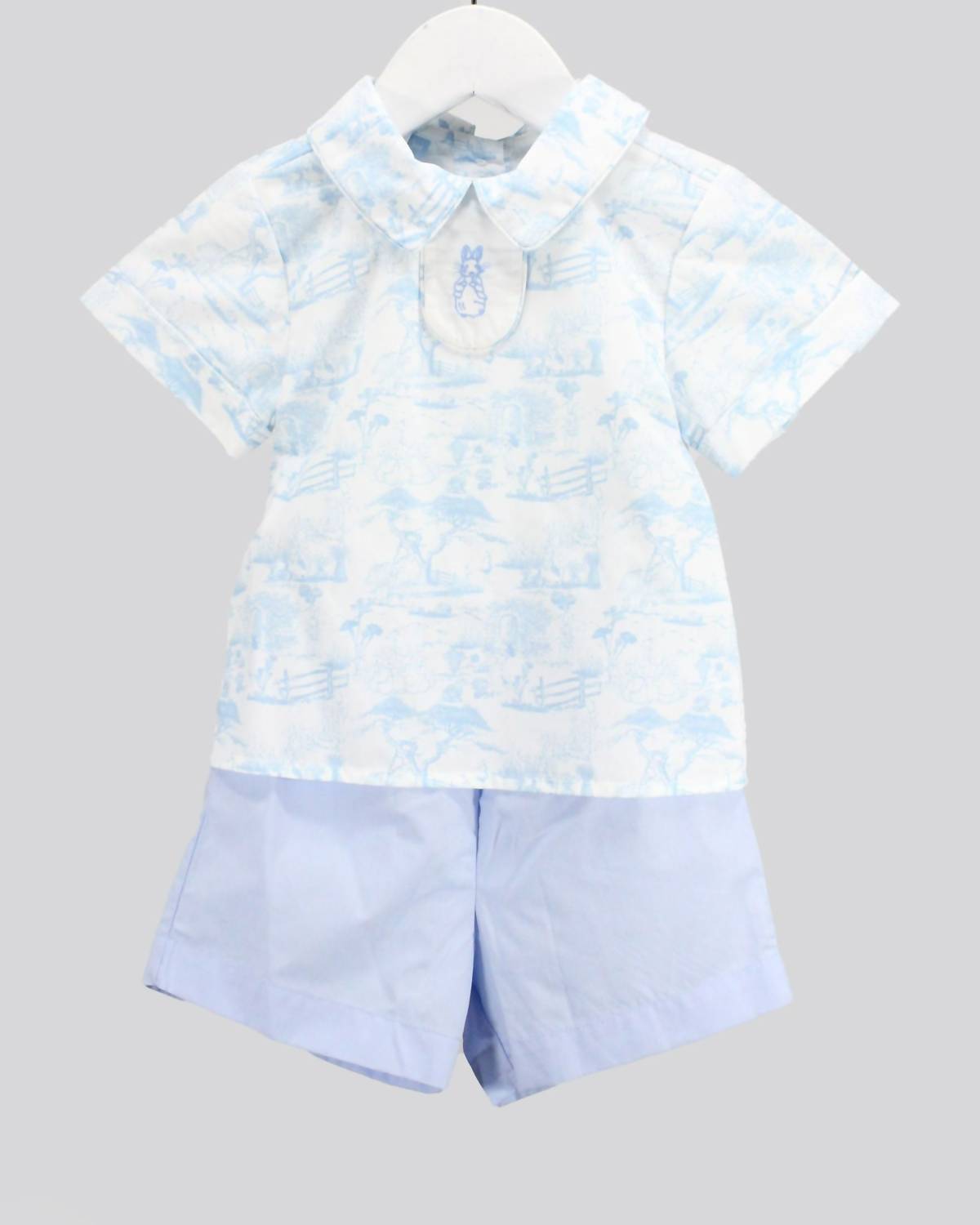 Charming Little One Boy's Peter Rabbit Toile Baby Set in blue - item - alternate view