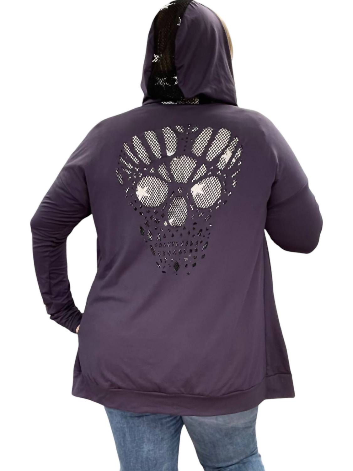 Blumin - Skull Laser Cut Detail Back Hoodie