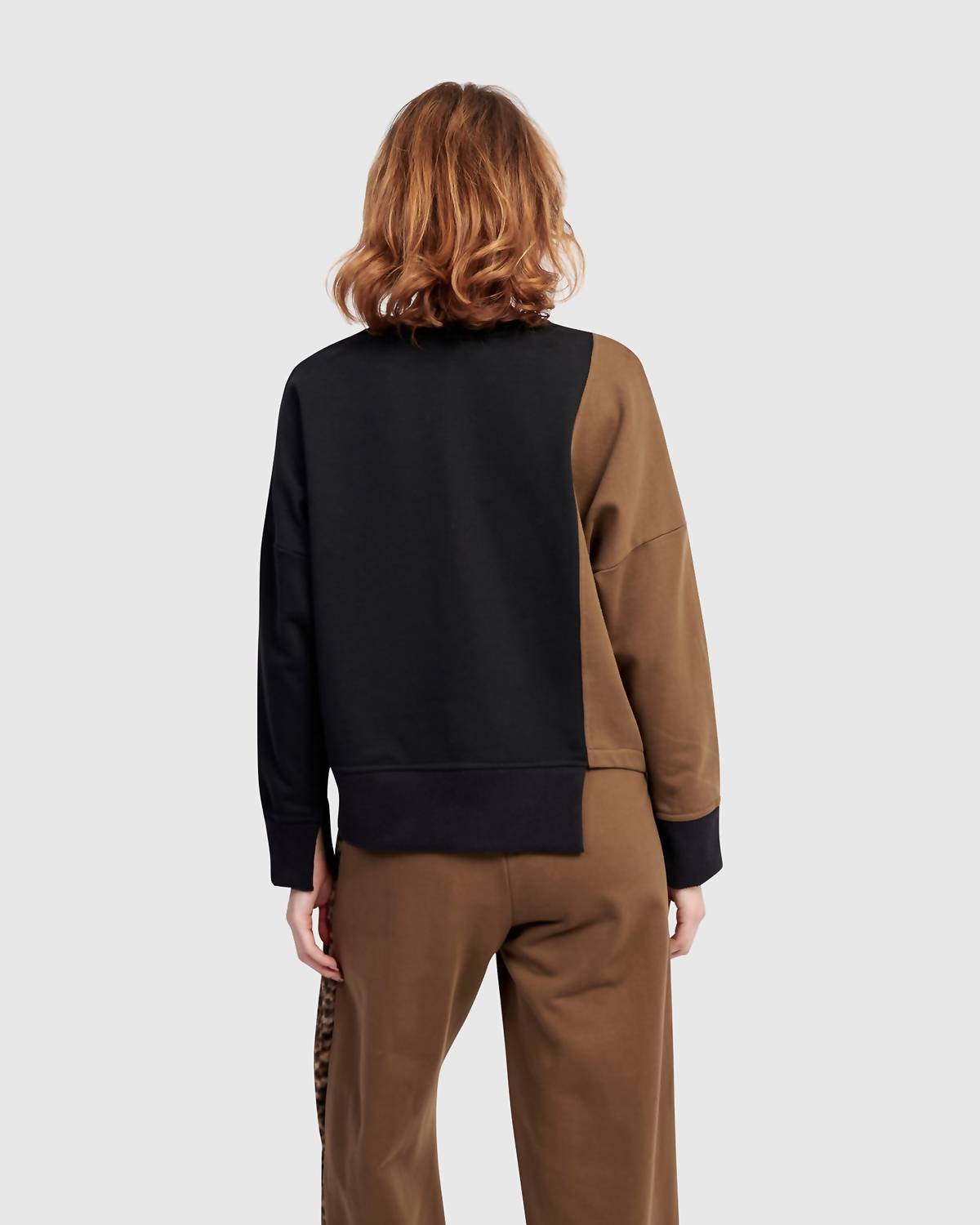 ALEMBIKA Urban Lair Crewneck Top in mix - women's long sleeve top - detail view