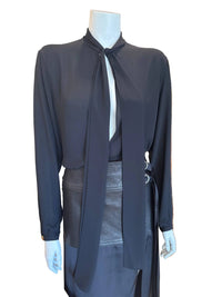 ALEXIS Women's Eston Tie Neckline Top in black - women's blouse - detail view