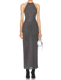Balenciaga - Pre-loved Lurex Metallic Halter Maxi Dress
