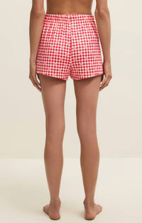 Z Supply Rosie Gingham Short in kiss me red - women's shorts - detail view
