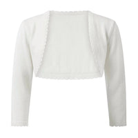 Rachel Riley Kid's Sparkle Scalloped Bolero in ivory - kids' sweater