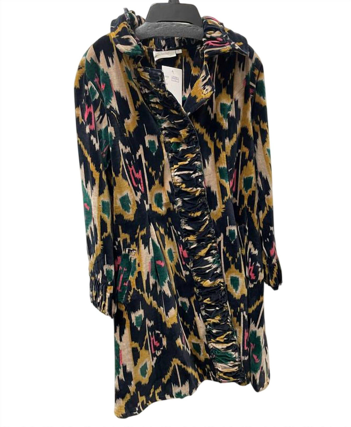 Paperlace - Women's Ikat Velvet Knee Length Jacket