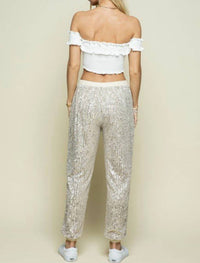 Levee - Elastic waist band sequin joggers