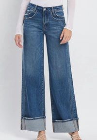 VERVET BY FLYING MONKEY Kris Baggy Wide Leg Jean in blue - women's jeans