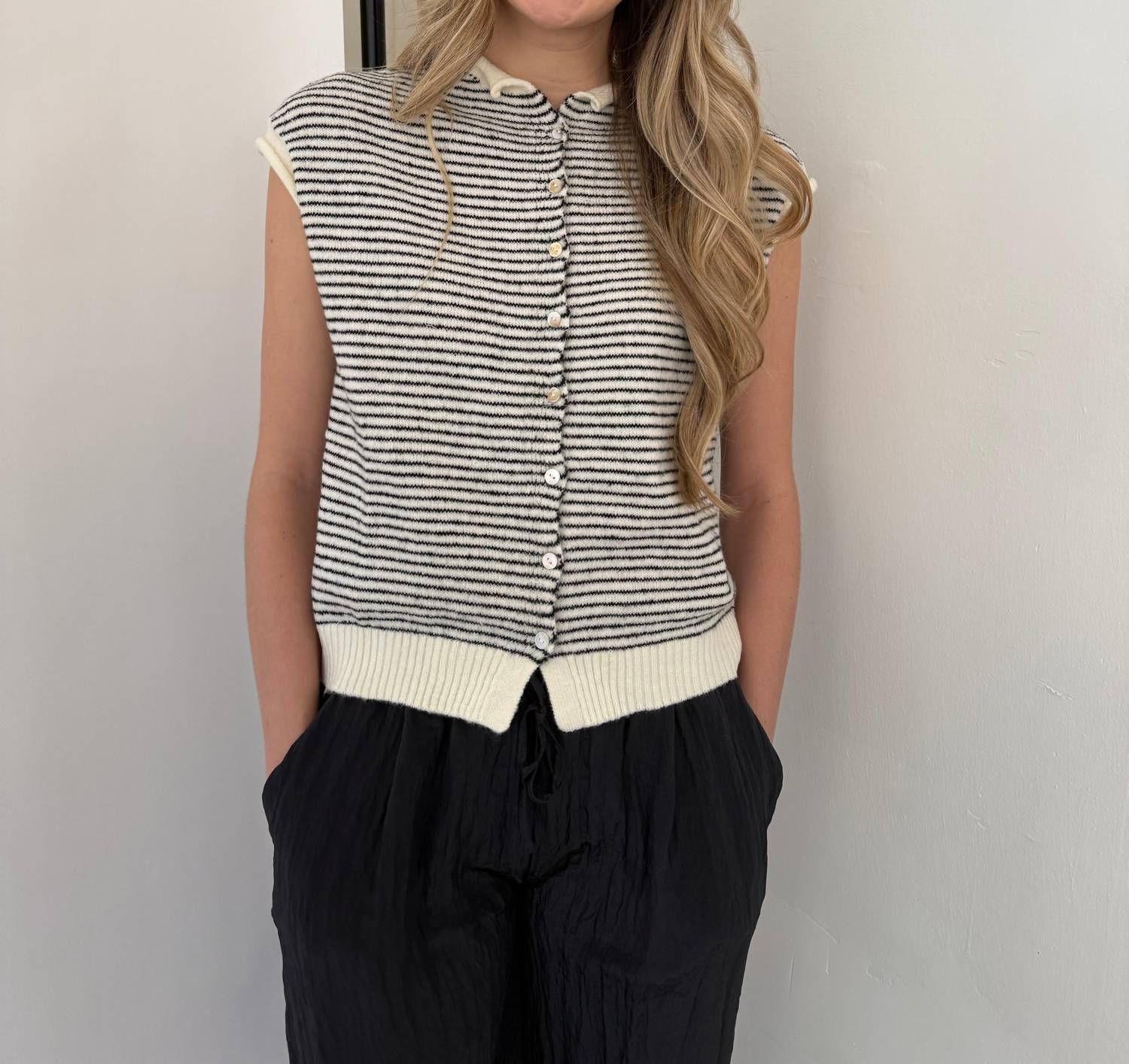 Things Between - Sadie Striped Knit Button Top