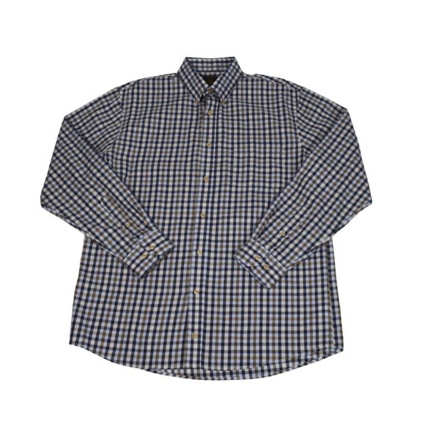 F/X Fusion Men's Twill Check Sport Shirt in blue multi - men's shirt