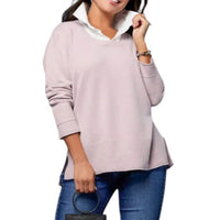 Coco + Carmen - Heavenly Luxe Crew Neck Sweater With Woven Collar