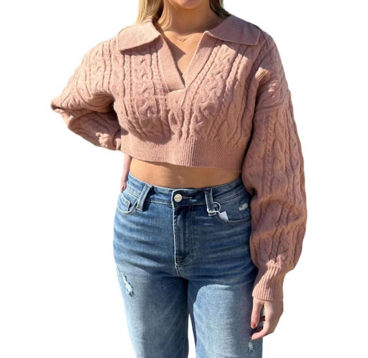 Mable - Cable Knit Cropped Sweater