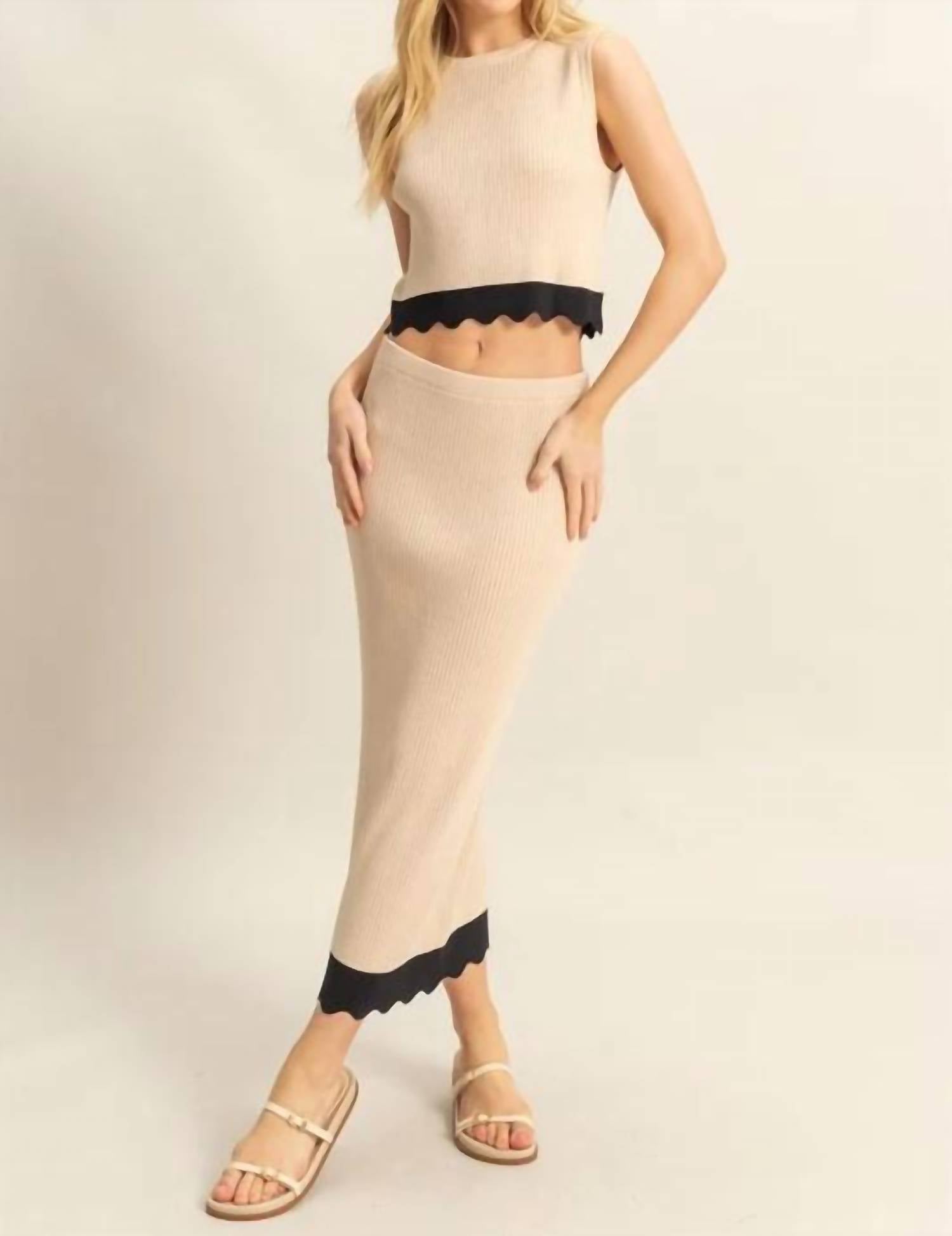 Hyfve - Contrast Hem Top And Maxi Skirt Set