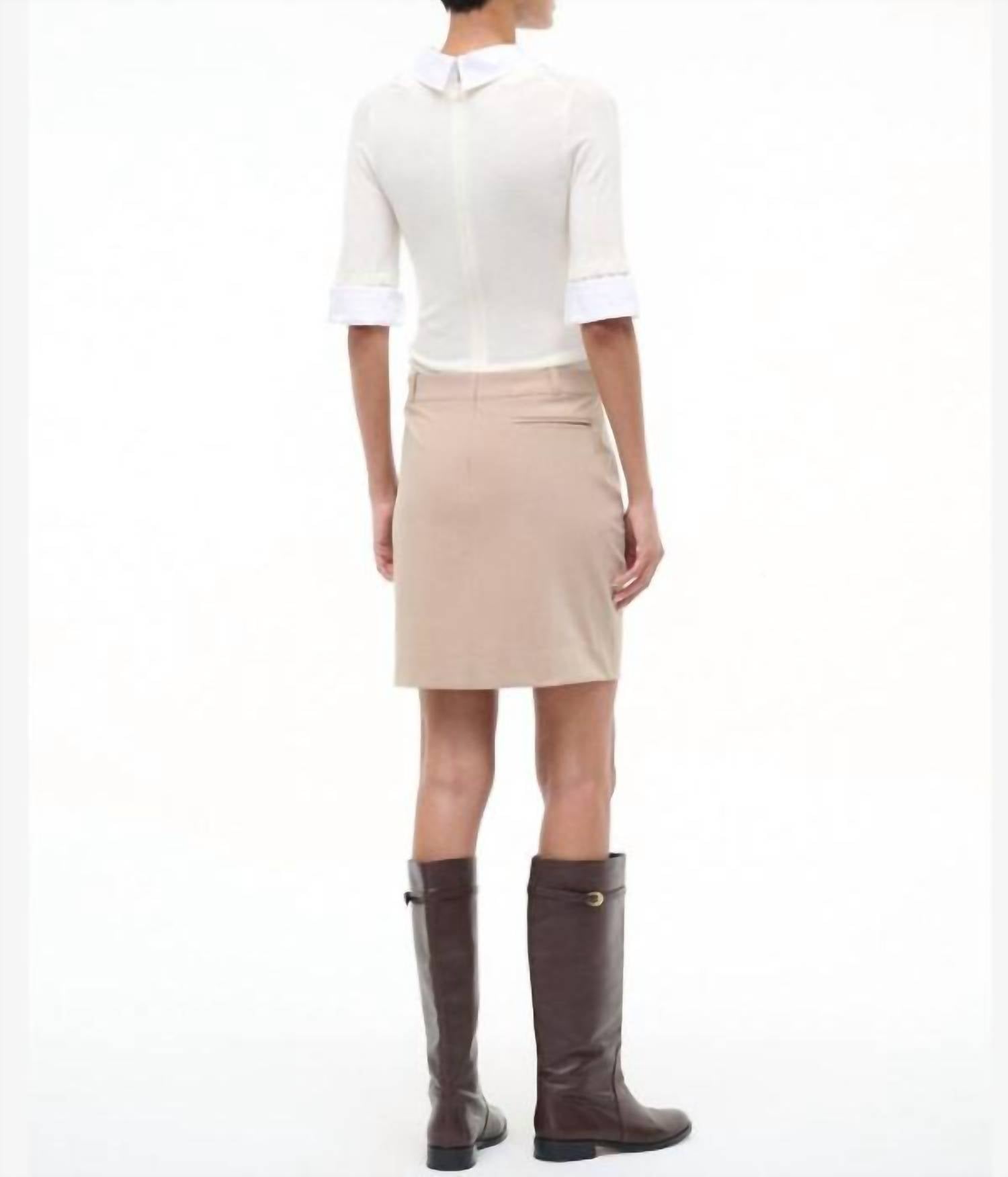 STAUD Geo Mini Dress in barley ivory - women's dress - alternate view