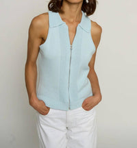 Central Park West - Zip Up Sleeveless Polo Top