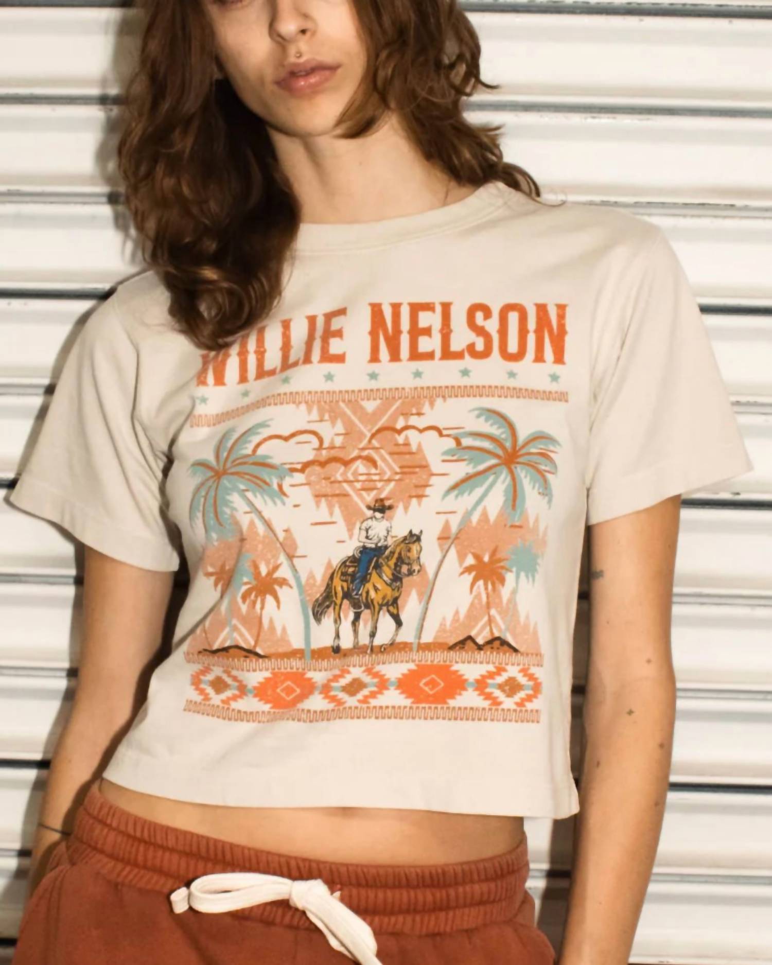 People of Leisure Willie Nelson Palm Beach Tee in beige - women's t-shirt
