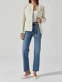Astr - Sarae Collarless Tweed Jacket