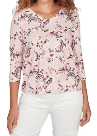 Emaline - V Neck Paisley Onion Skin Top