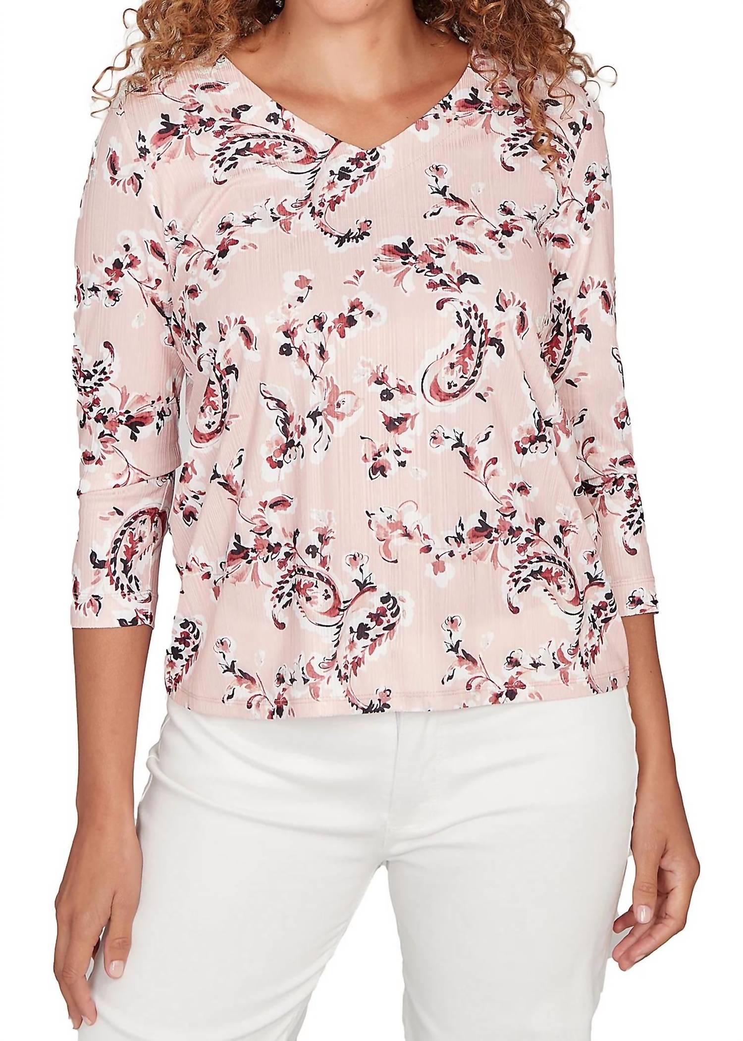 Emaline - V Neck Paisley Onion Skin Top