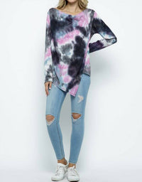 Ellis - Cowl Asymmetric Tie Dye Top
