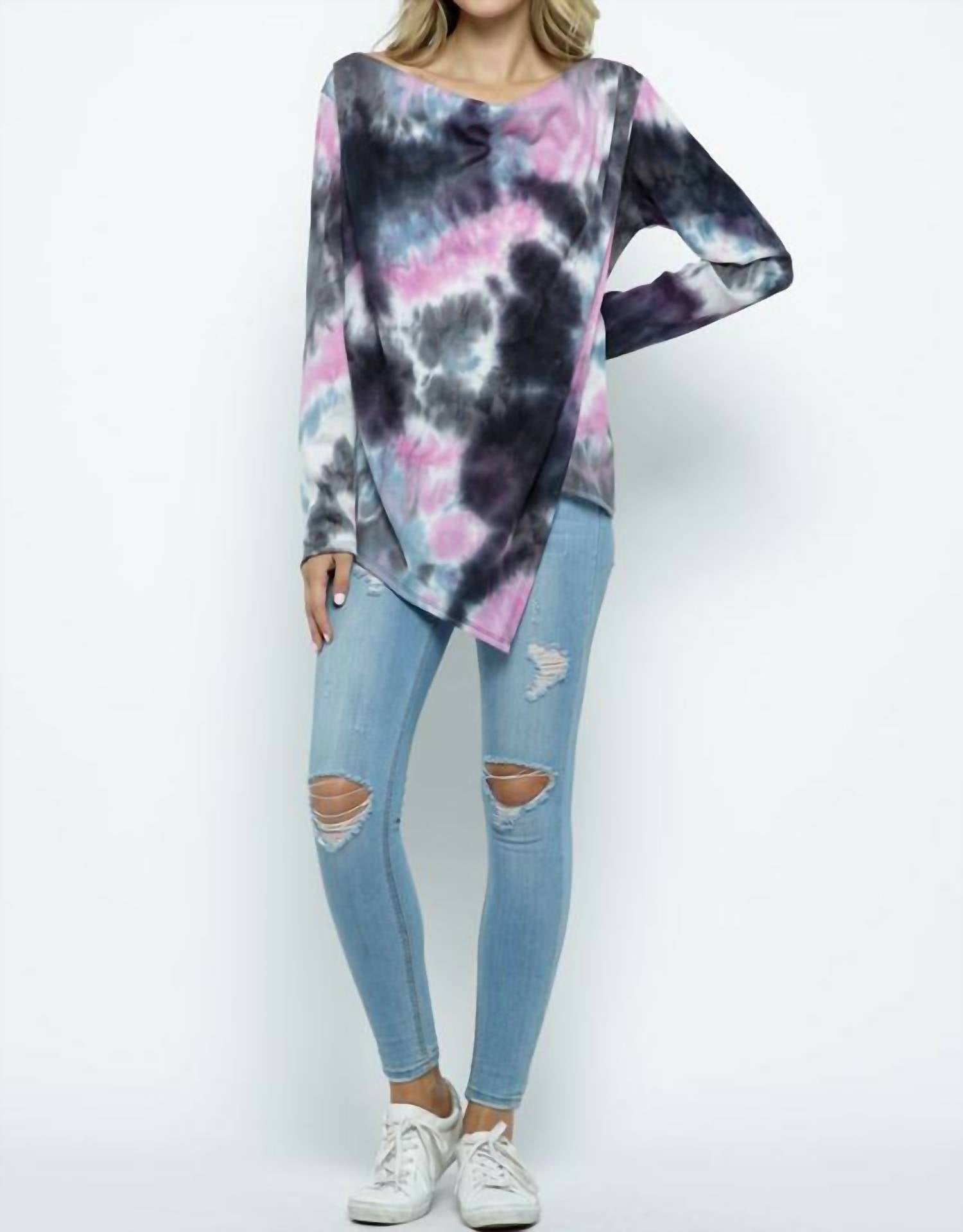 Ellis - Cowl Asymmetric Tie Dye Top