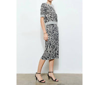 Ina Fashion - Glitter Detail Abstract Jacquard Knit Top